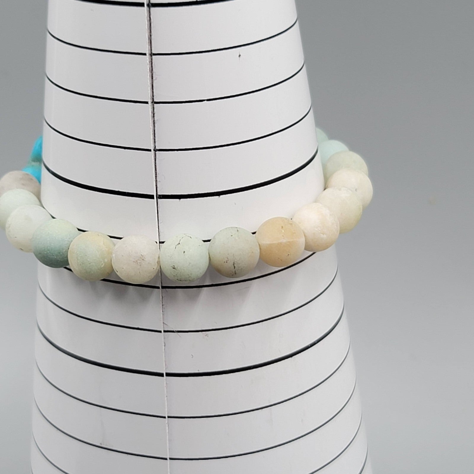 Sea Turtle Bracelet Pastel Stone Bead Elastic Summer Beach Theme 6.25"