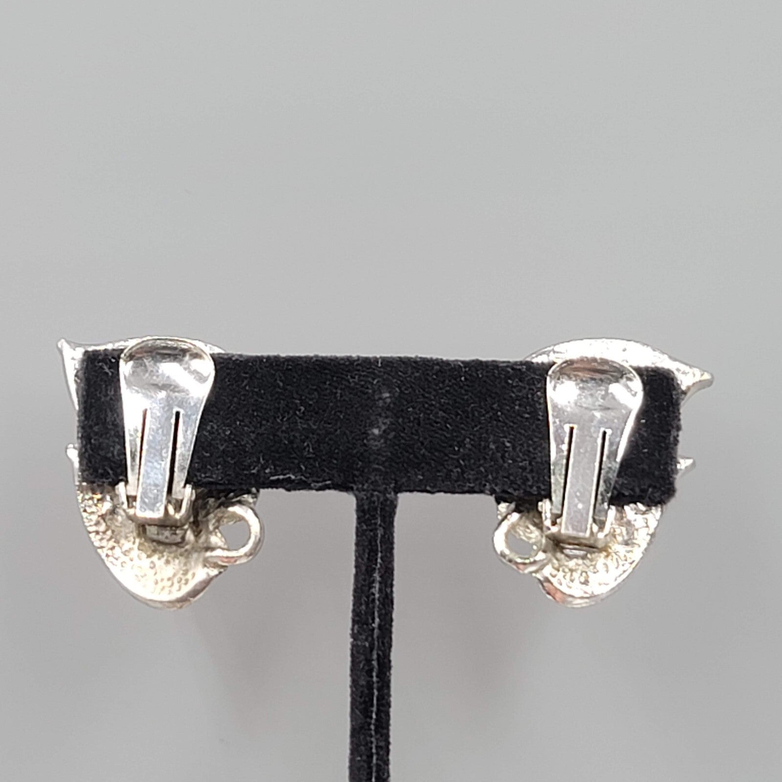 Vintage Clip on Earrings Silver tone Double Drop 1.25"