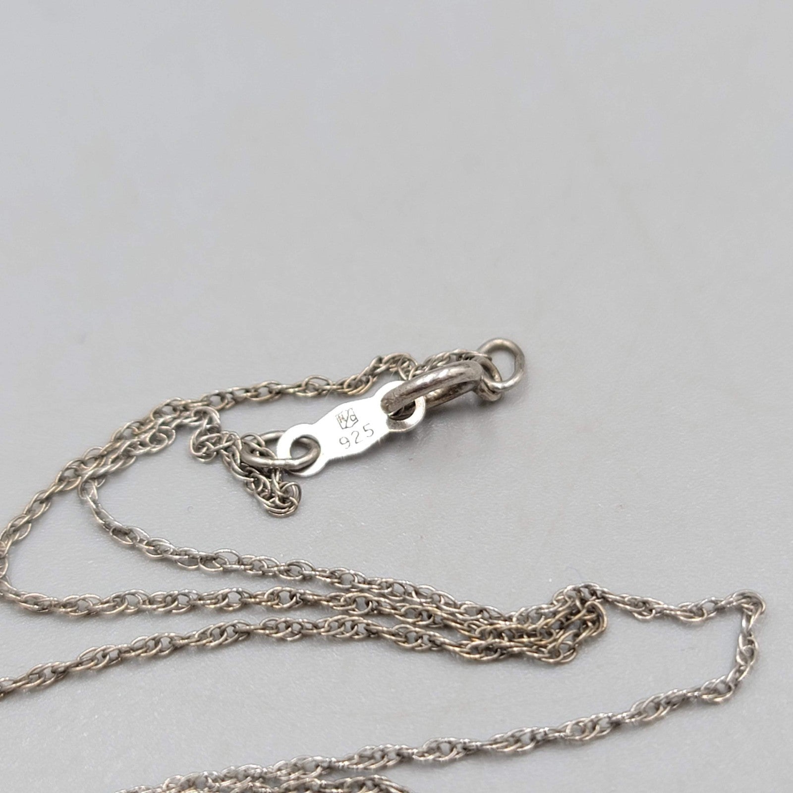 Vintage Seahorse Sterling Silver Necklace Hand Carved Mother of Pearl Pendant 18