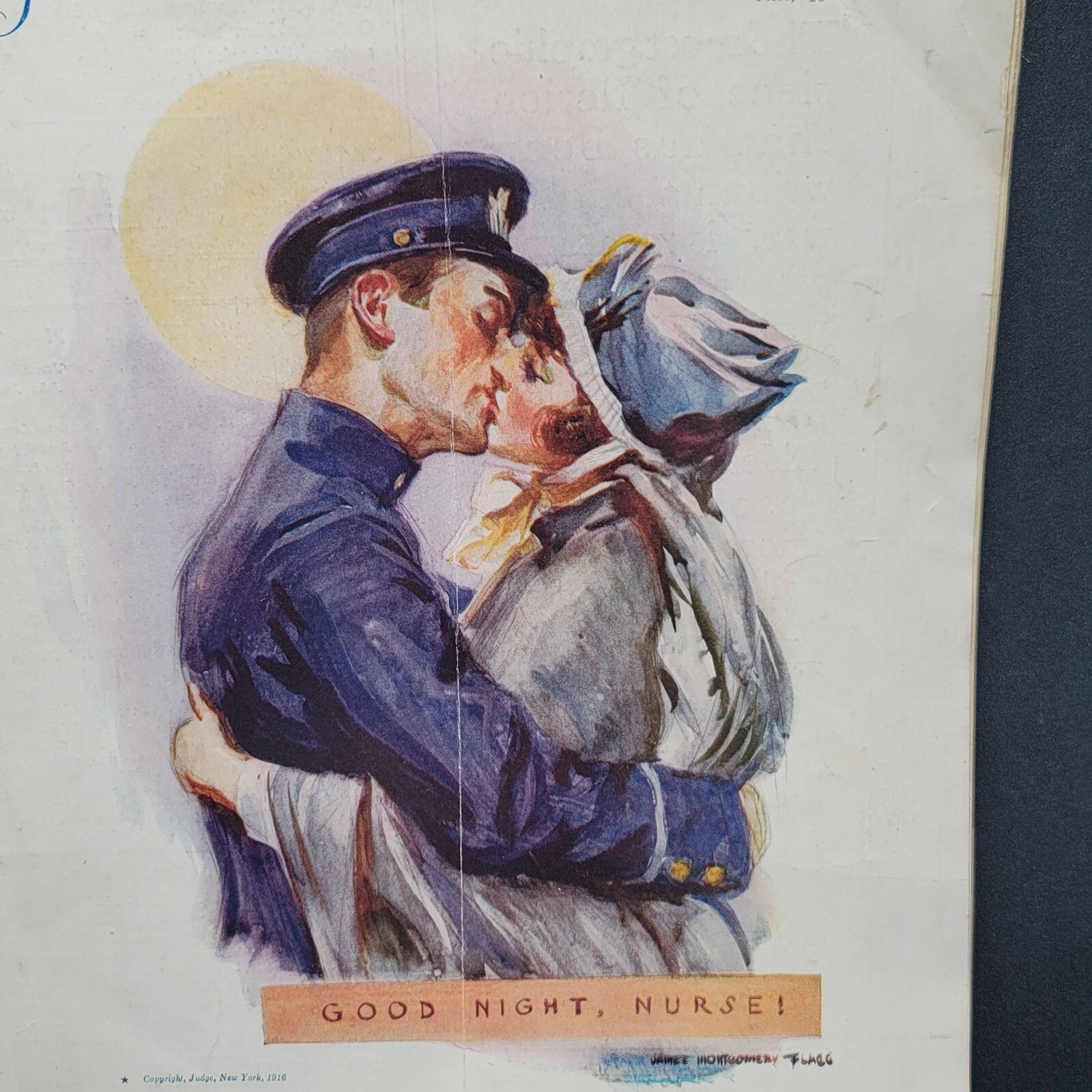 Antique Judge Humor MAGAZINE Good Night Nurse Kissing Jan 22 1916