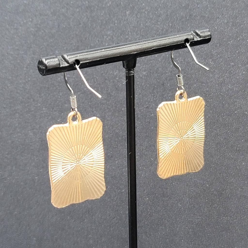 Tarot Card Pierced Earrings The LOVERS Sun and Moon Gold tone Black 1"