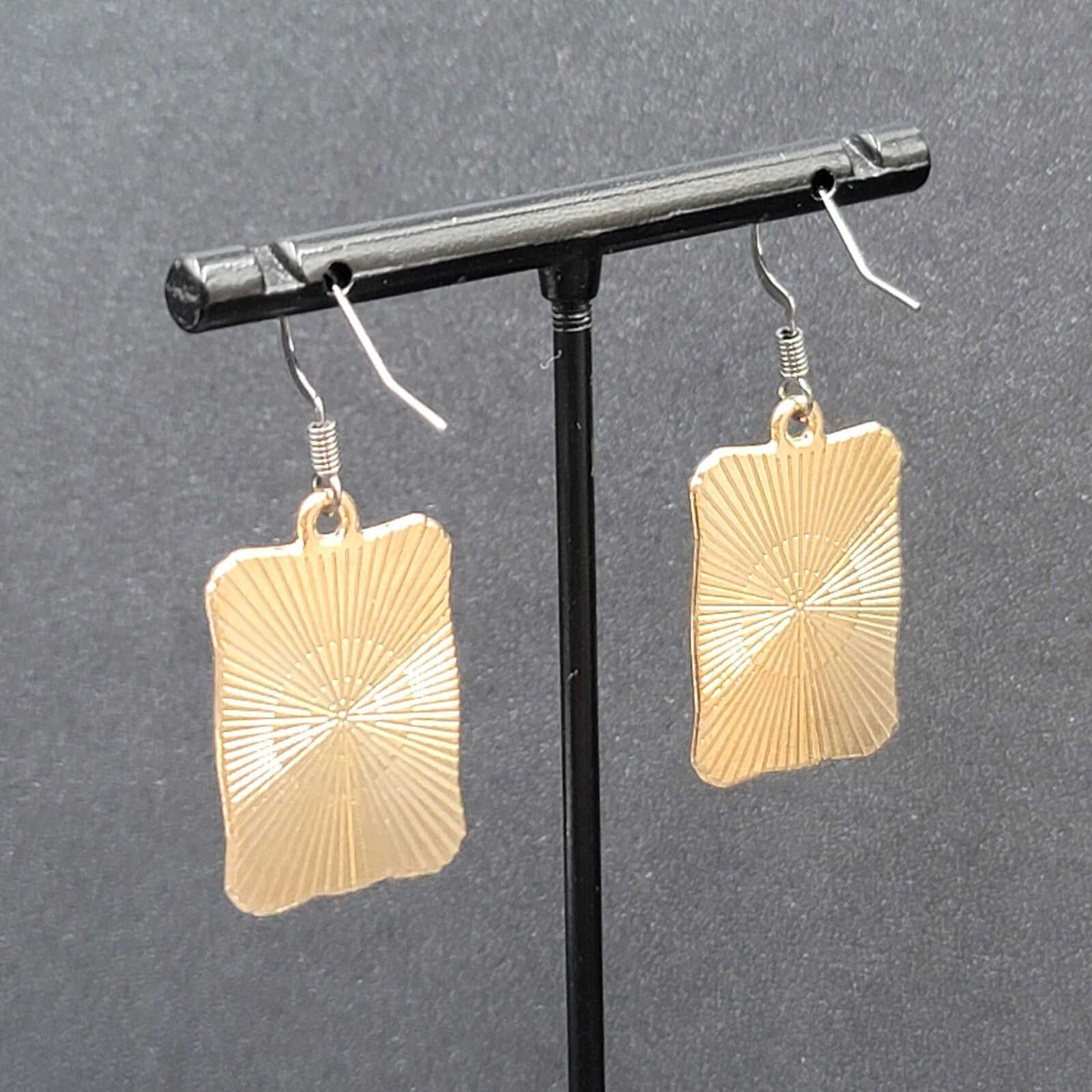 Tarot Card Pierced Earrings The LOVERS Sun and Moon Gold tone Black 1"
