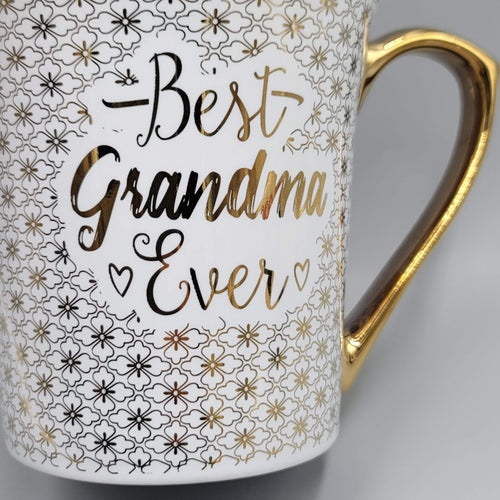 Best Grandma Ever Coffee Mug White and Gold 10 Strawberry street Large Size