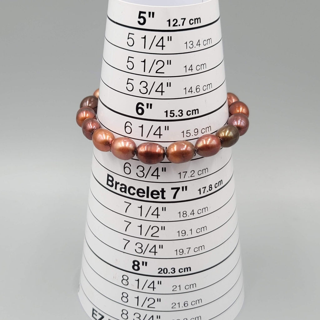 Real Pearl Bead Necklace and Bracelet Set Shades of Brown Sterling Silver 18"+