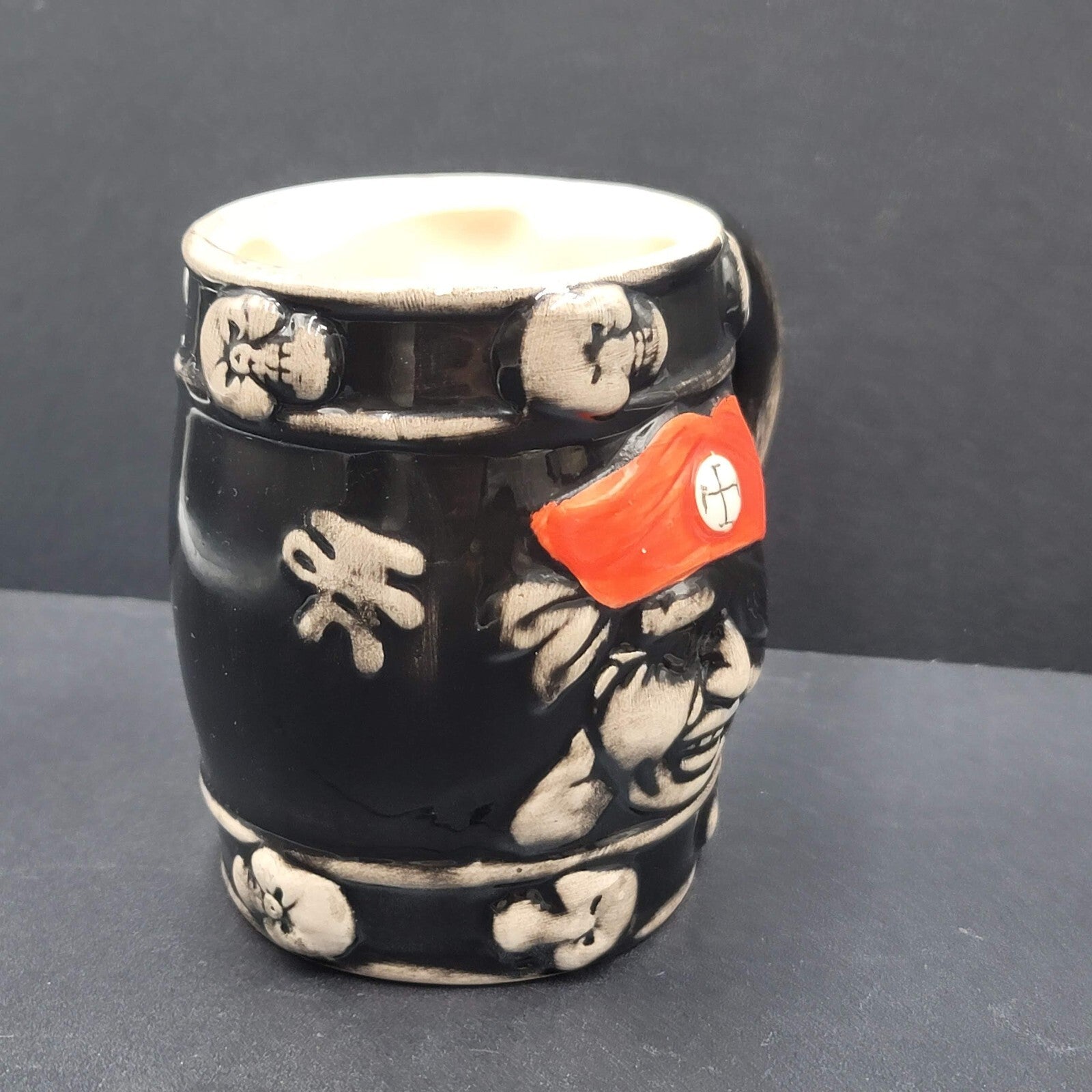 Vintage Pirate Ceramic Glazed Coffee Mug Hand Painted Unsigned Unique 4"