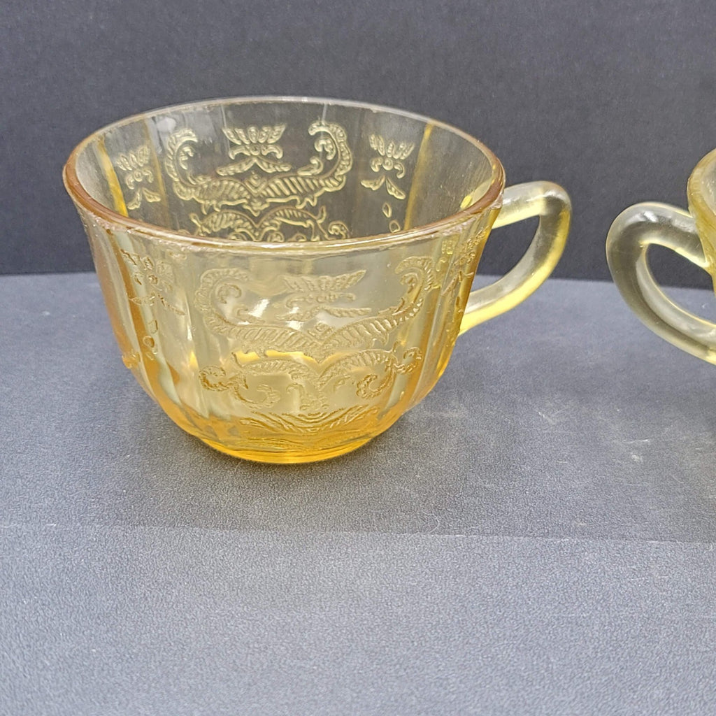 Vintage Federal Yellow Depression Glass Sugar Bowl and Mug