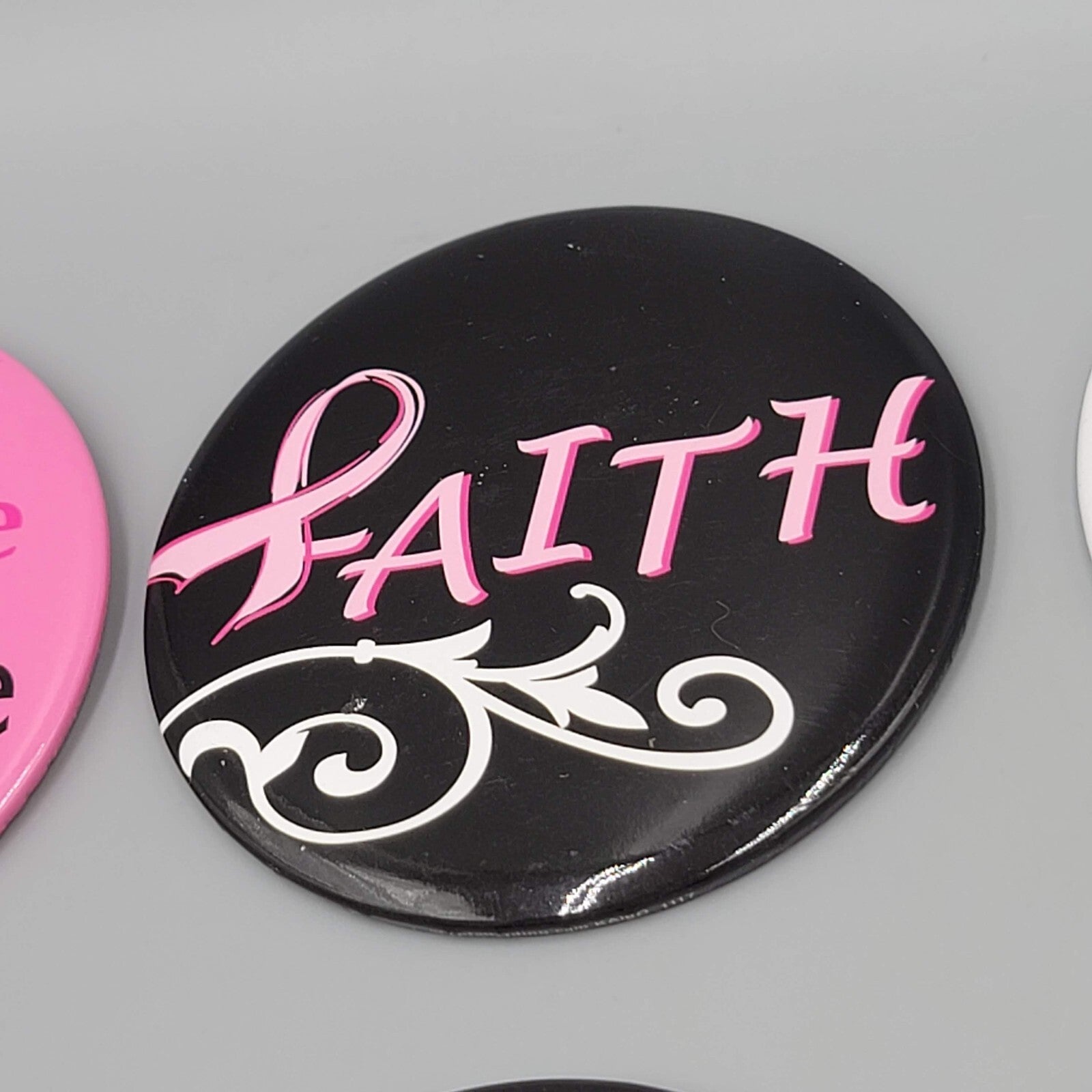 24 Breast Cancer Awareness Ribbon Logo Round 3 in Button LOT Pin Badge