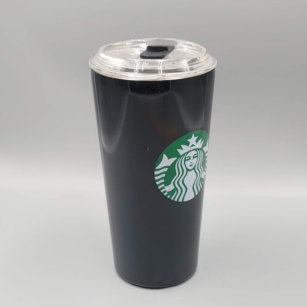 Starbucks Metal Tumbler Black Green Mermaid Logo Secure Sliding Top 18 oz