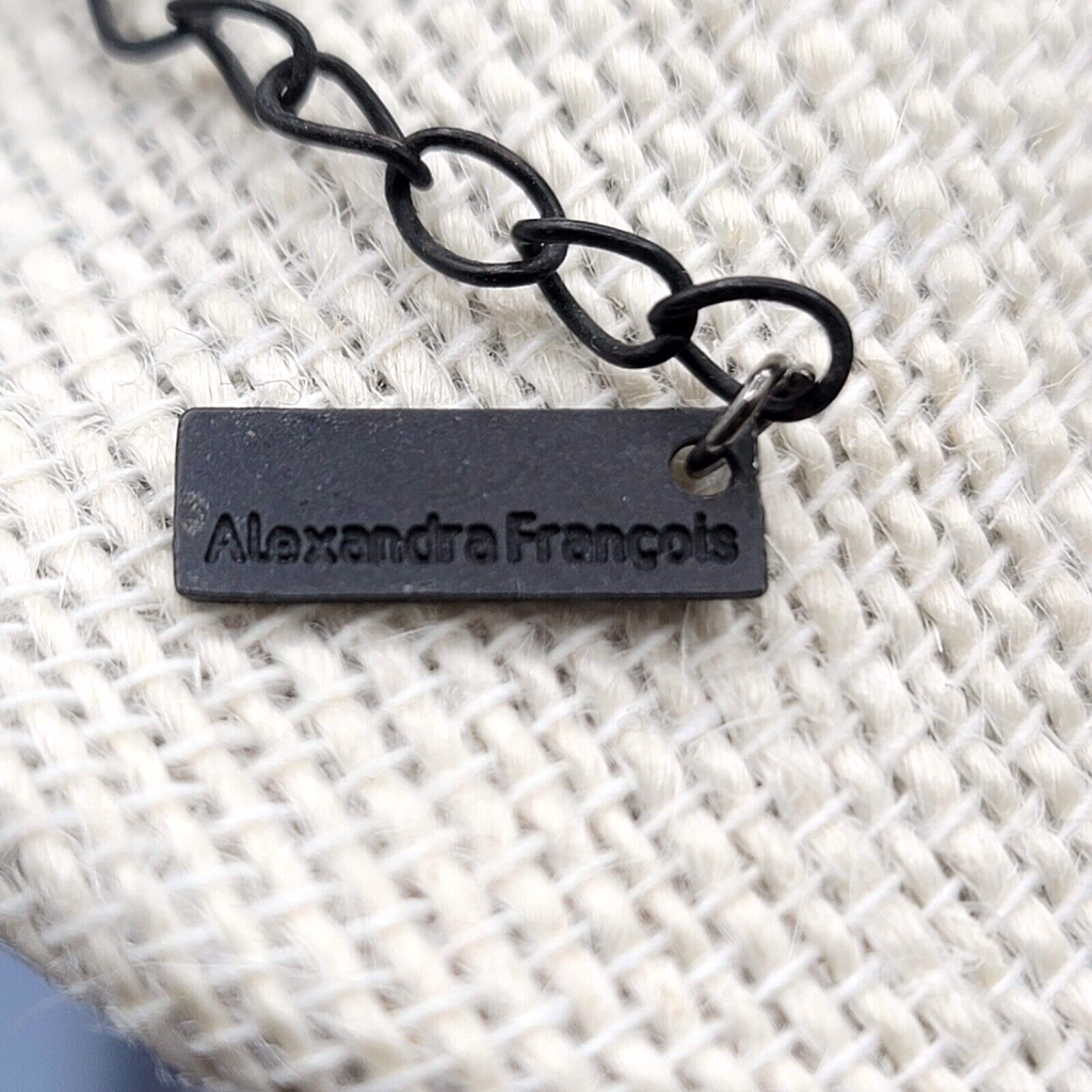 Alexandra Francois Lace Necklace Black Chain Signed French Designer 18"-21"