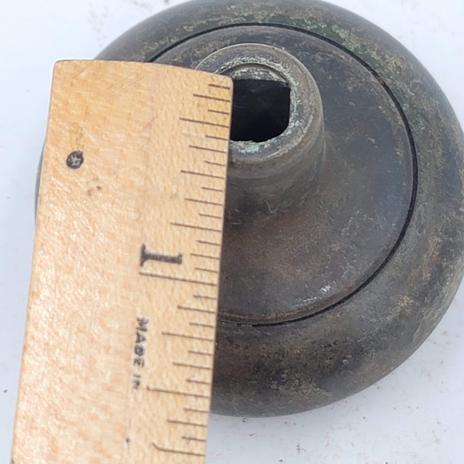 Vintage SINGLE Doorknob Gray Steel Inset Ring Salvage Door Hardware 2.25"