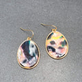 Pierced Earrings Gold tone Confetti Acrylic Teardrop Dangle 1.25"