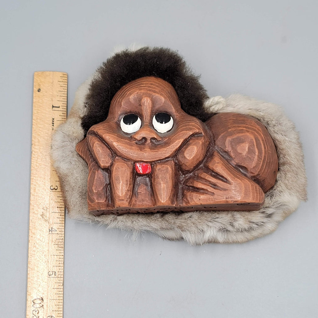 ITI Alaska Wood Reindeer Fur Walrus Big Foot Sasquatch Doll Figure Nuni Folk Art