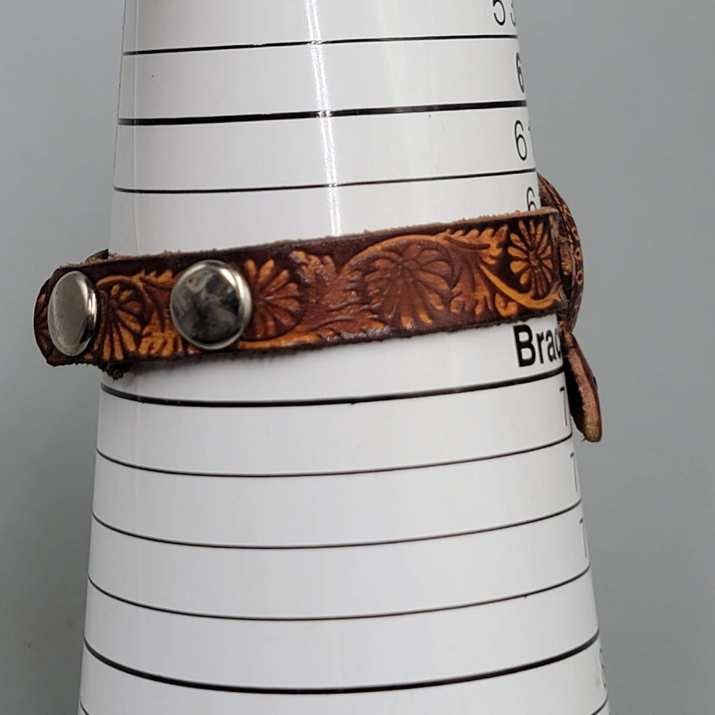 Brown Leather Sea Turtle Bracelet Engraved Snap Closure Small