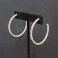 Pierced Earrings Silver tone Gradated Purple Rhinestone Hoops 1.75"
