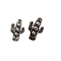 Saguaro Cactus Pierced Earrings Silver tone 3/4"