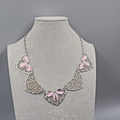 Purple Teardrop Cats Eye Necklace Filigree Silver tone 18"-20"