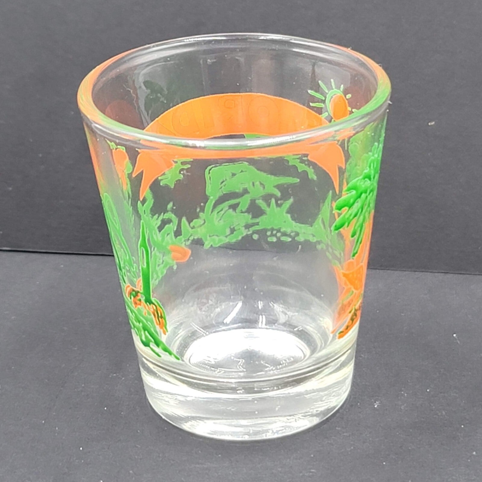 Vintage FLORIDA Shot Glass Orange Green Embossed Souvenir