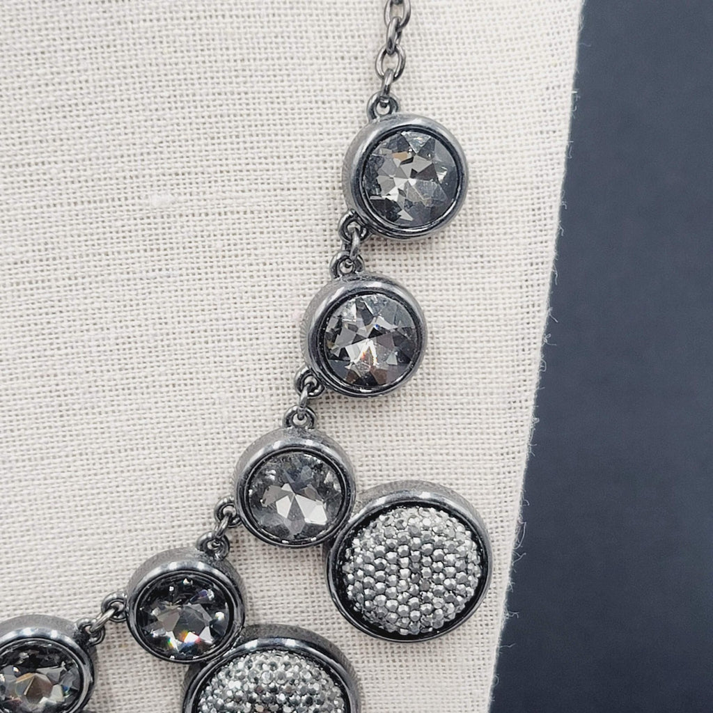 Dana Buchman Necklace Black Metal Rhinestone Statement Runway 18"-20"
