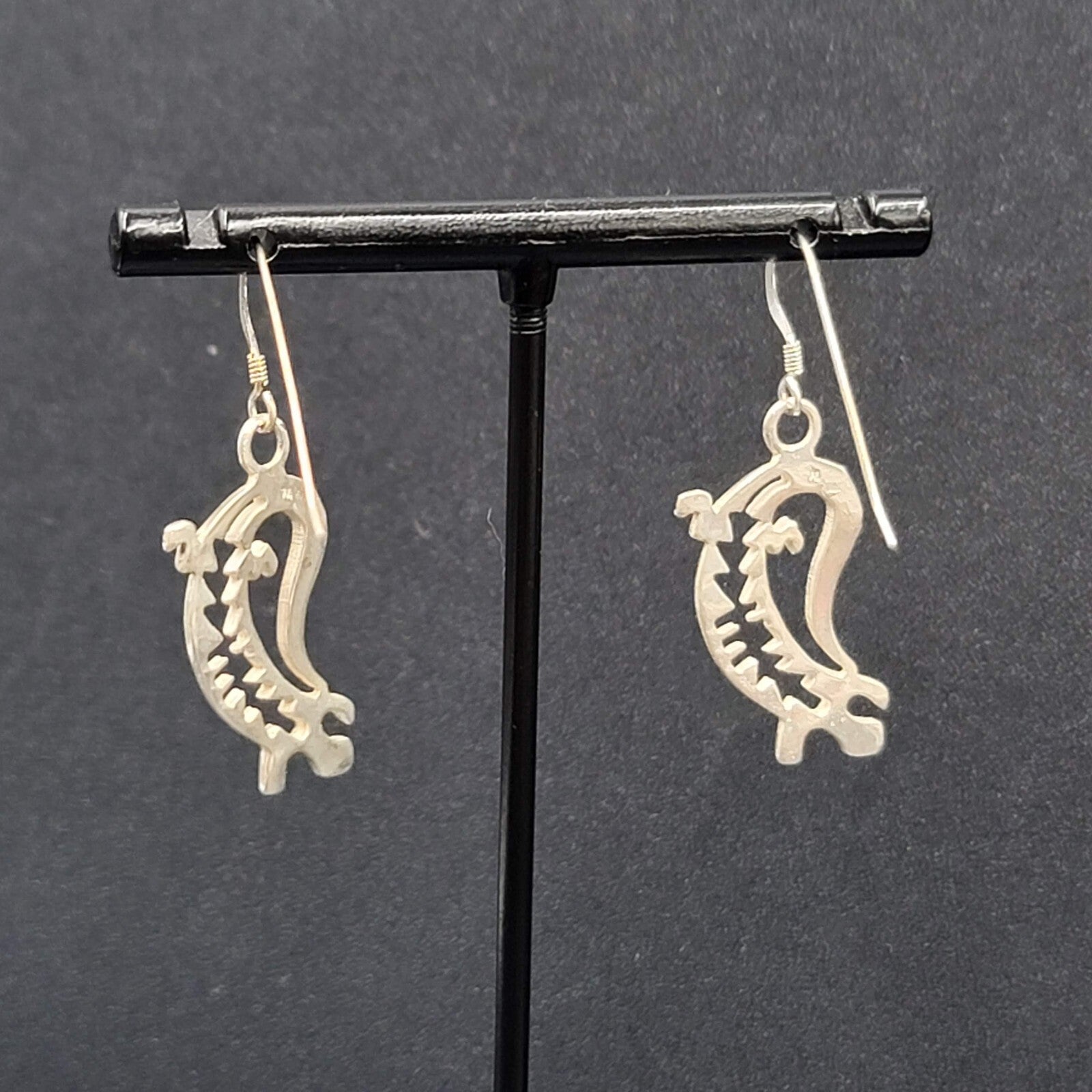 Lizard Sterling Silver Pierced Earrings 925 Southwest Style 1 1/8" 