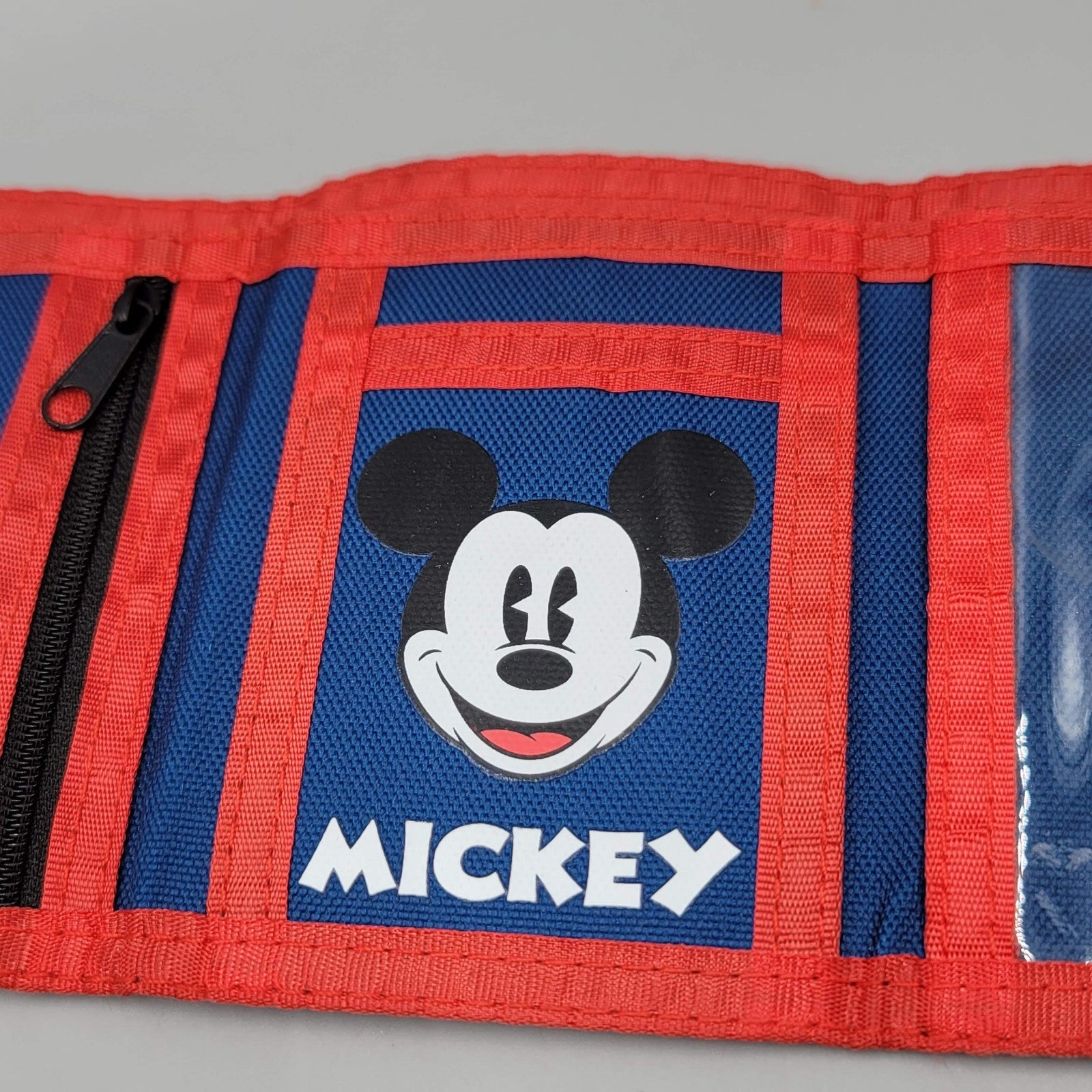 Vintage Disney Souvenir Mickey Mouse Trifold Hook & Loop Wallet Blue Red