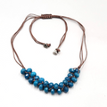 Fossil Necklace Blue Stone Adjustable Cord