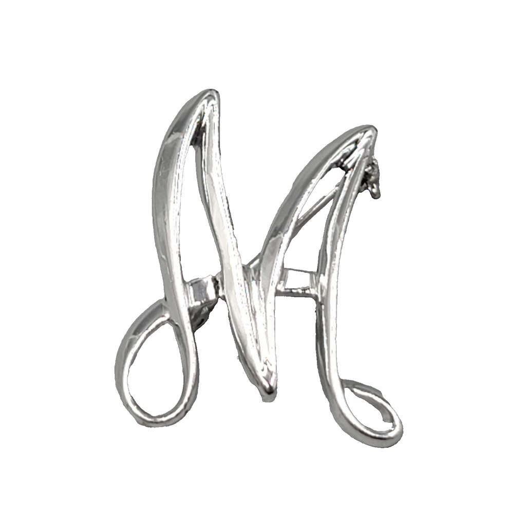 Vintage Sarah Coventry Initial "M" Brooch Pin Silver Tone Signed Jewelry 1.25"