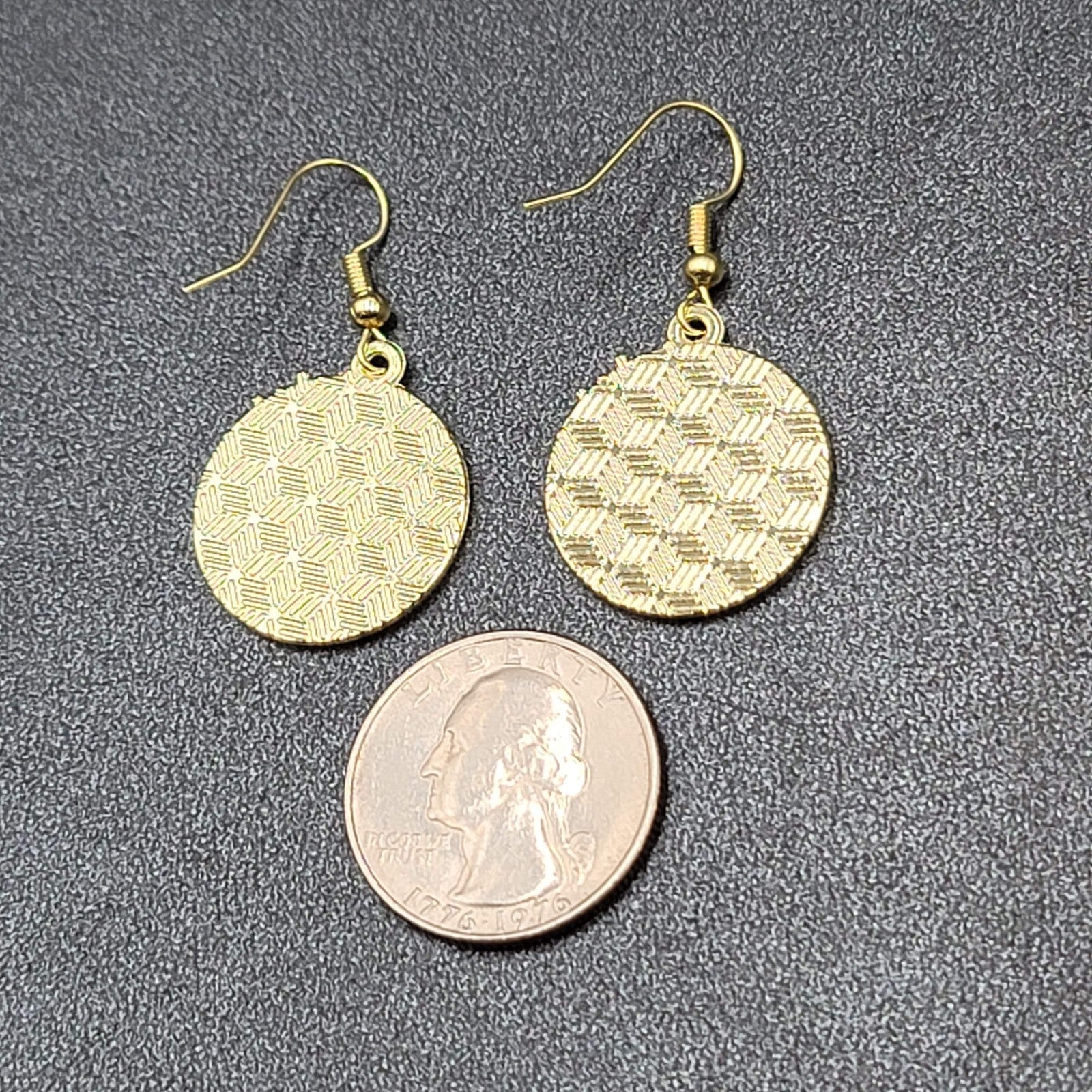 Pierced Earrings Gold tone Enamel Black Cat White Cat Sun Moon Dangle 1"