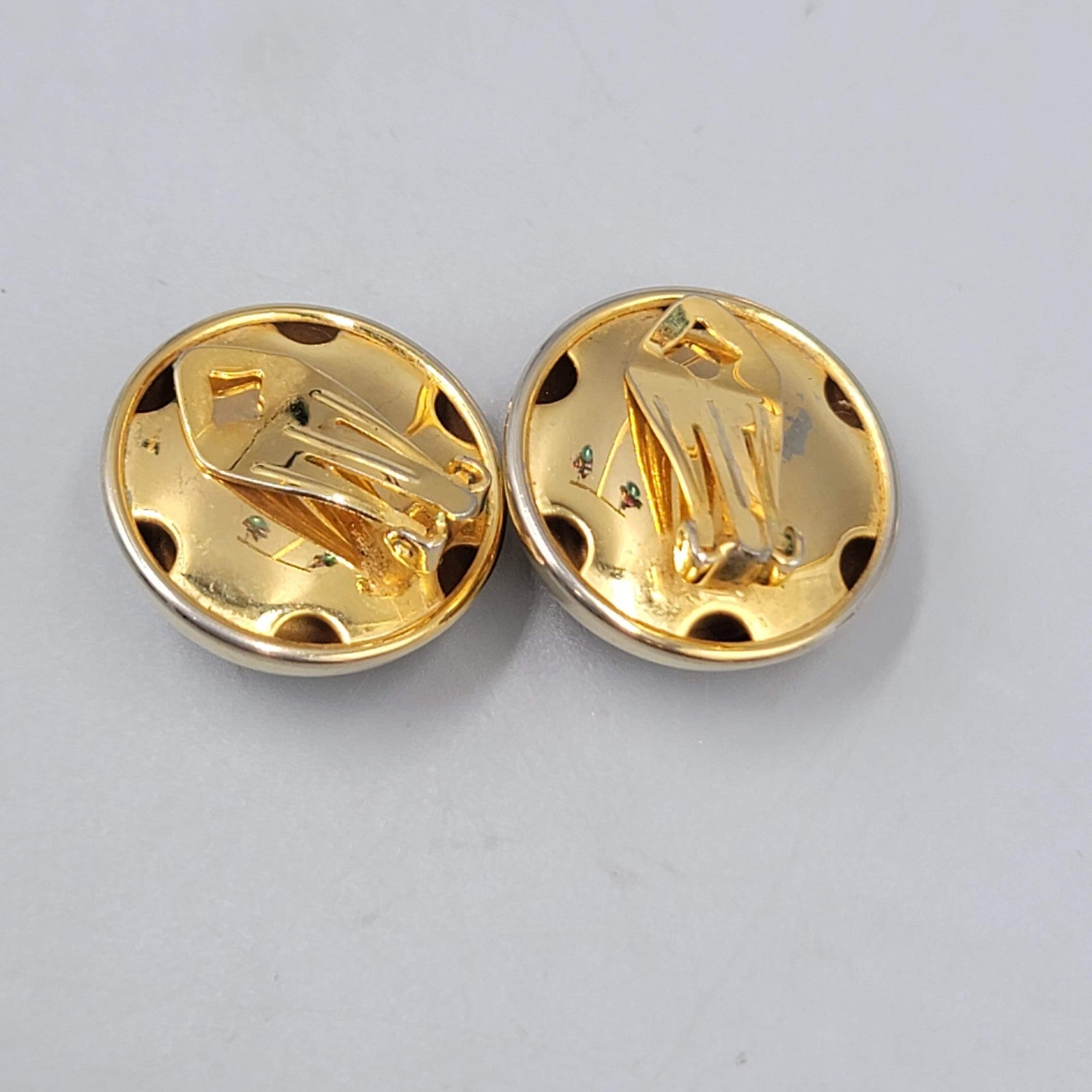 Vintage Red Rivoli Clip on Earrings Gold tone Round Statement 1 in