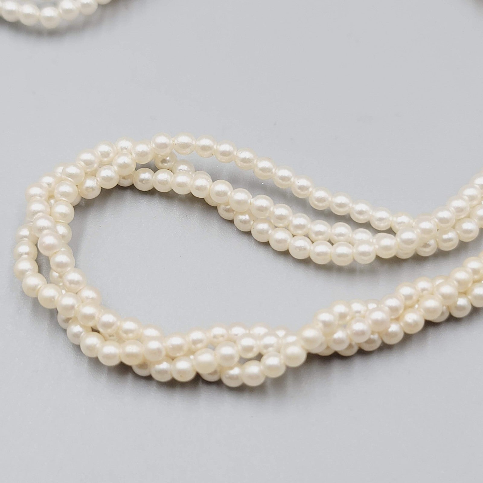 Vintage Multi-Strand Simulated Pearl Necklace 56" Beaded Clasp Elegant Jewelry