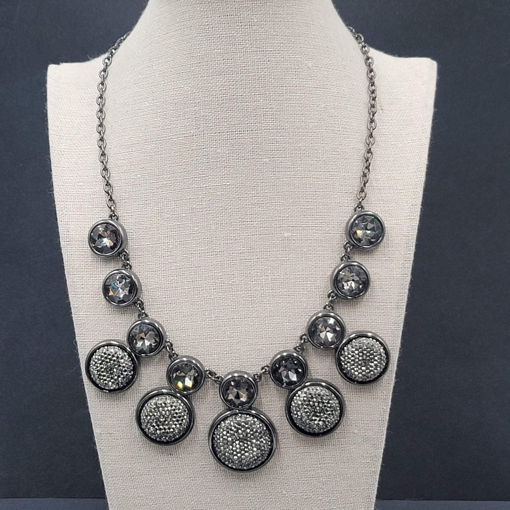Dana Buchman Necklace Black Metal Rhinestone Statement Runway 18"-20"