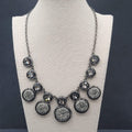 Dana Buchman Necklace Black Metal Rhinestone Statement Runway 18"-20"