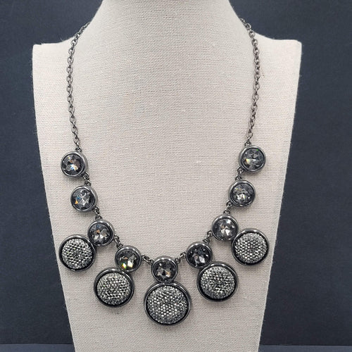 Dana Buchman Necklace Black Metal Rhinestone Statement Runway 18"-20"
