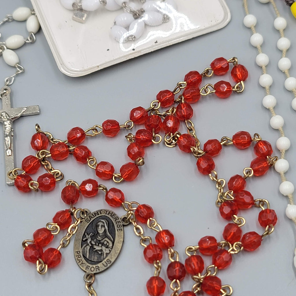Lot of 14 Plastic Bead Rosary Catholic Religious