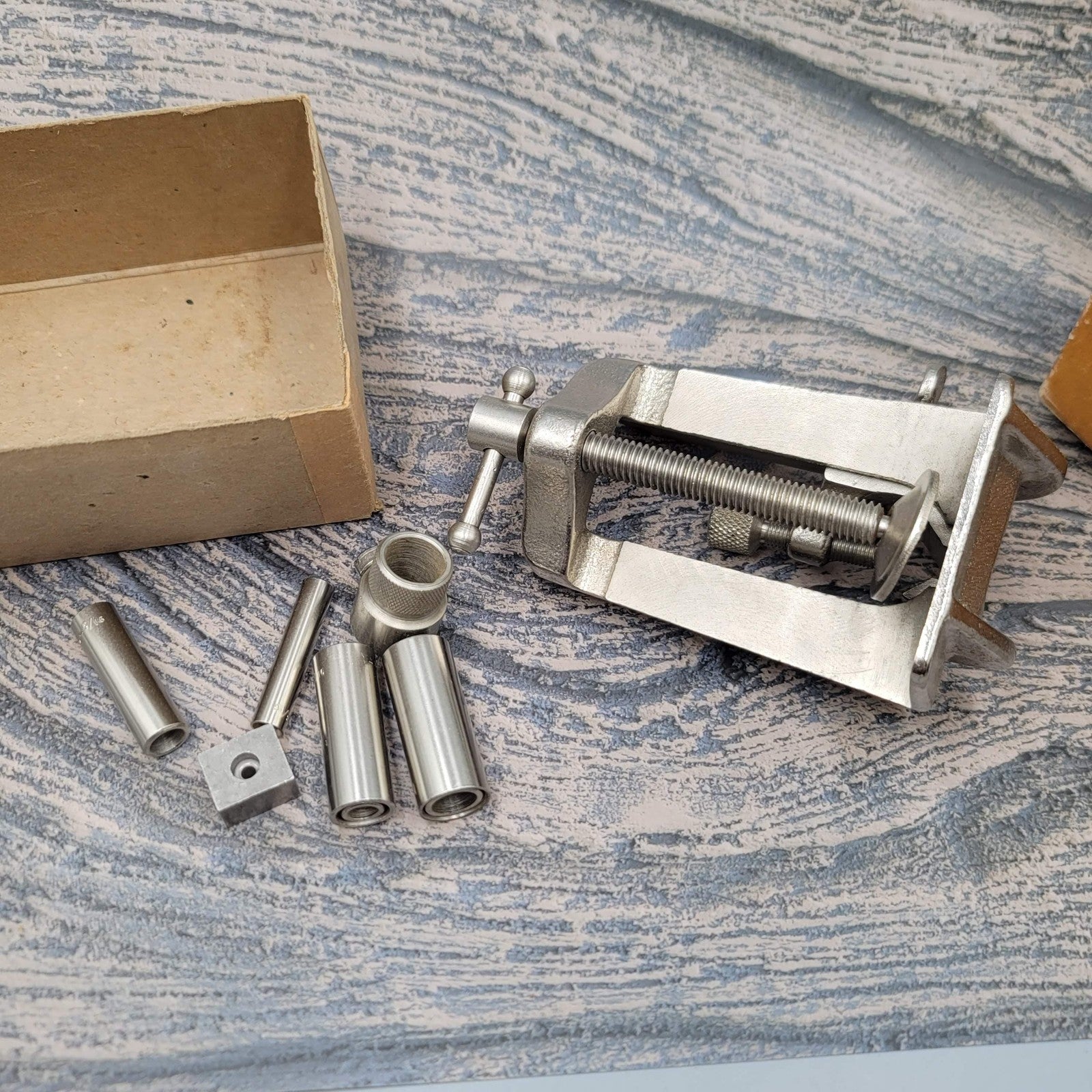 Vintage Stanley 59 Dowel Jig Made in USA Woodworking Bushings Original Box