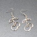 Cherry Pierced Earrings Cherries Silver tone Dangle 1 3/8"