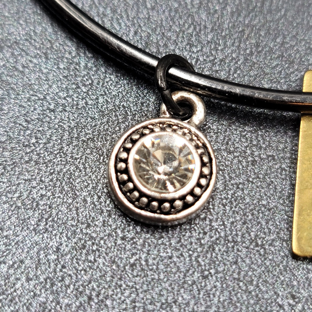 Black Bangle Bracelet Ohio Home Charm Dangle 8.5"