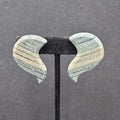 Vintage Pierced Earrings Ceramic Graduated Blue Drop Statement 1 5/8"