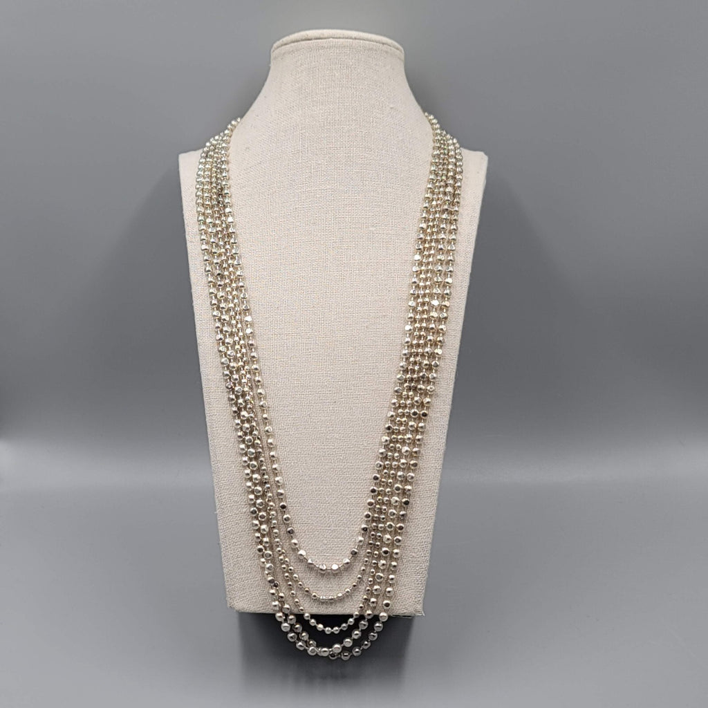 Multistrand Ball Chain Necklace Silver tone 26" - 30"