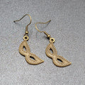 Masquerade Mask Pierced Earrings Bronze tone Metal Embossed Dots Dangle  1"
