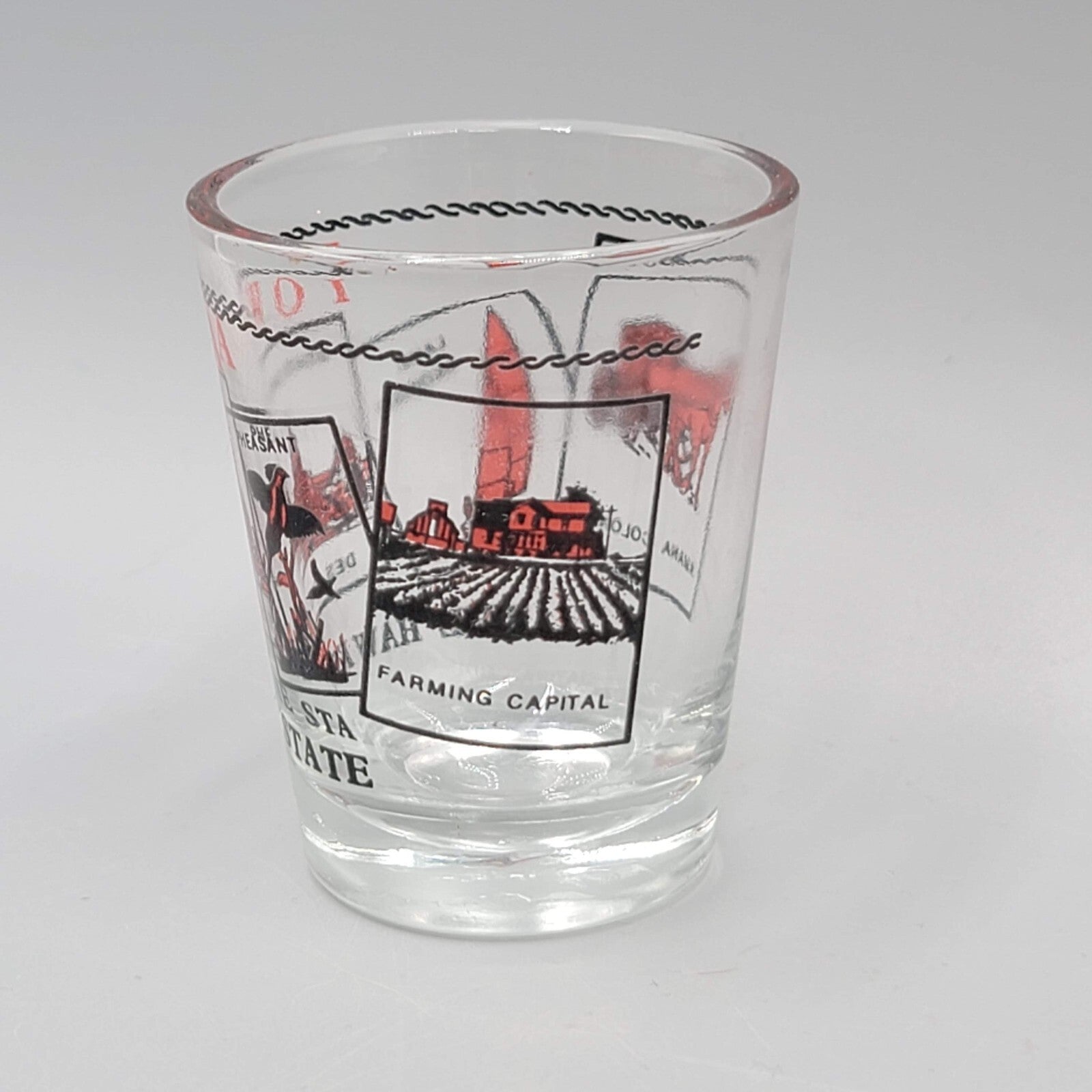 Vintage IOWA Shot Glass Red and Black Letters Souvenir