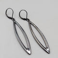 Joan Rivers Pierced Earrings Black Metal Open Drop Long 2"