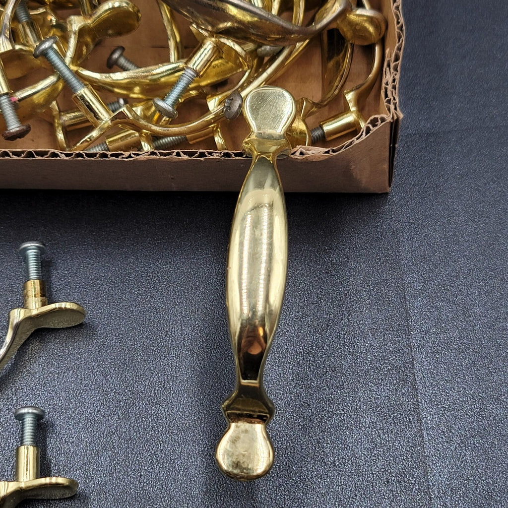 Vtg Drawer Cabinet Pulls Brass Plated Lot of 32 Gold tone Hardware Included