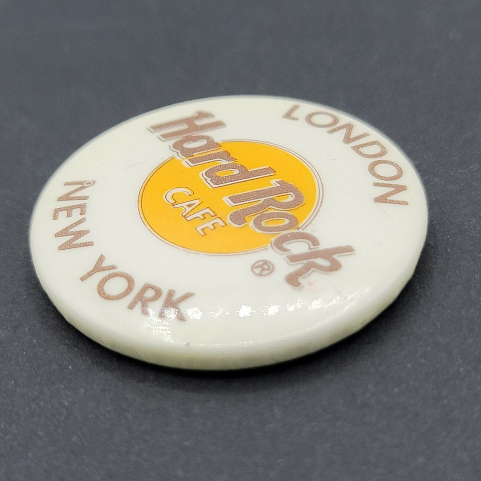 Vintage 80s Hard Rock Cafe London New York Pinback Button Pin Badge