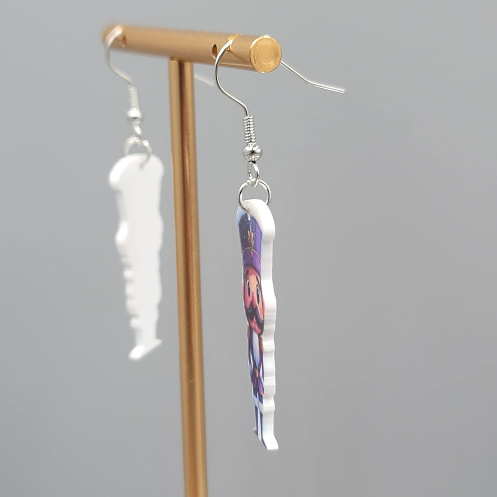 Christmas Nutcracker Pierced Earrings Silver tone Dangle 1.5 in