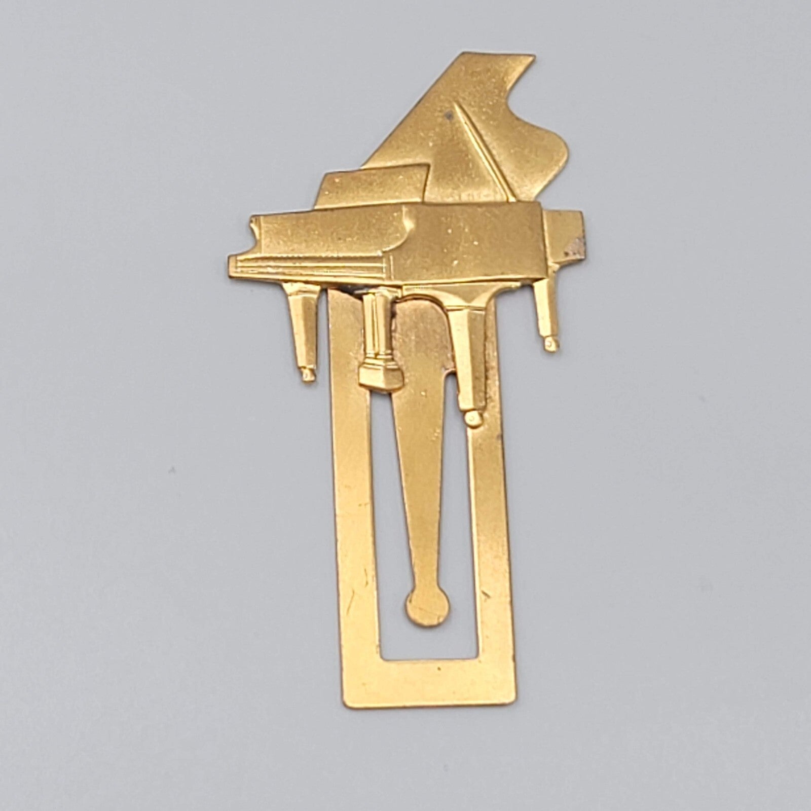 Vintage Grand Piano Bookmark Gold tone Metal 3"