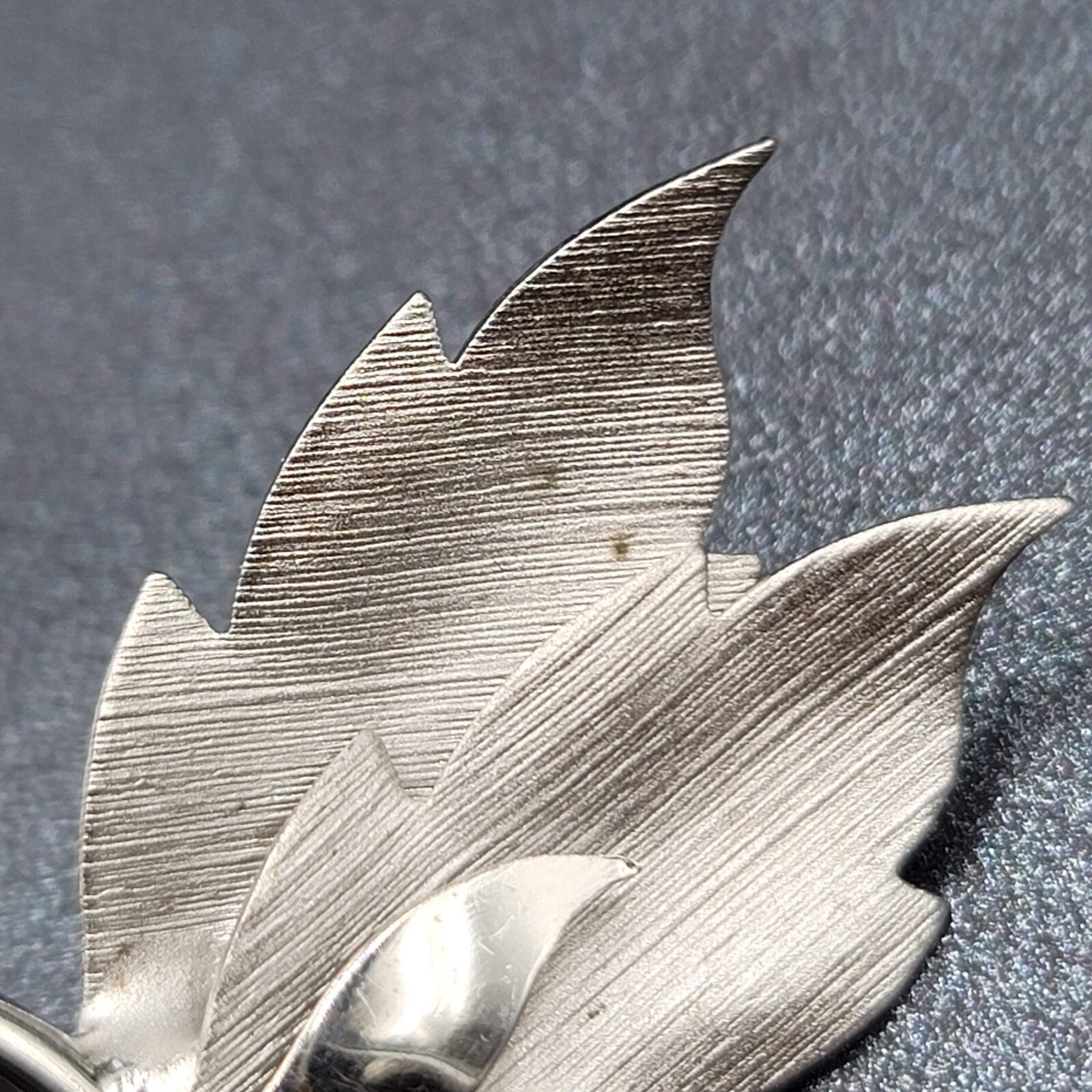 Vintage Clip on Earrings Brushed Silver tone Leaves Climber 1.5"