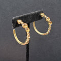 Pierced Earrings Gold tone Yellow Rhinestone Hoops 1.25"