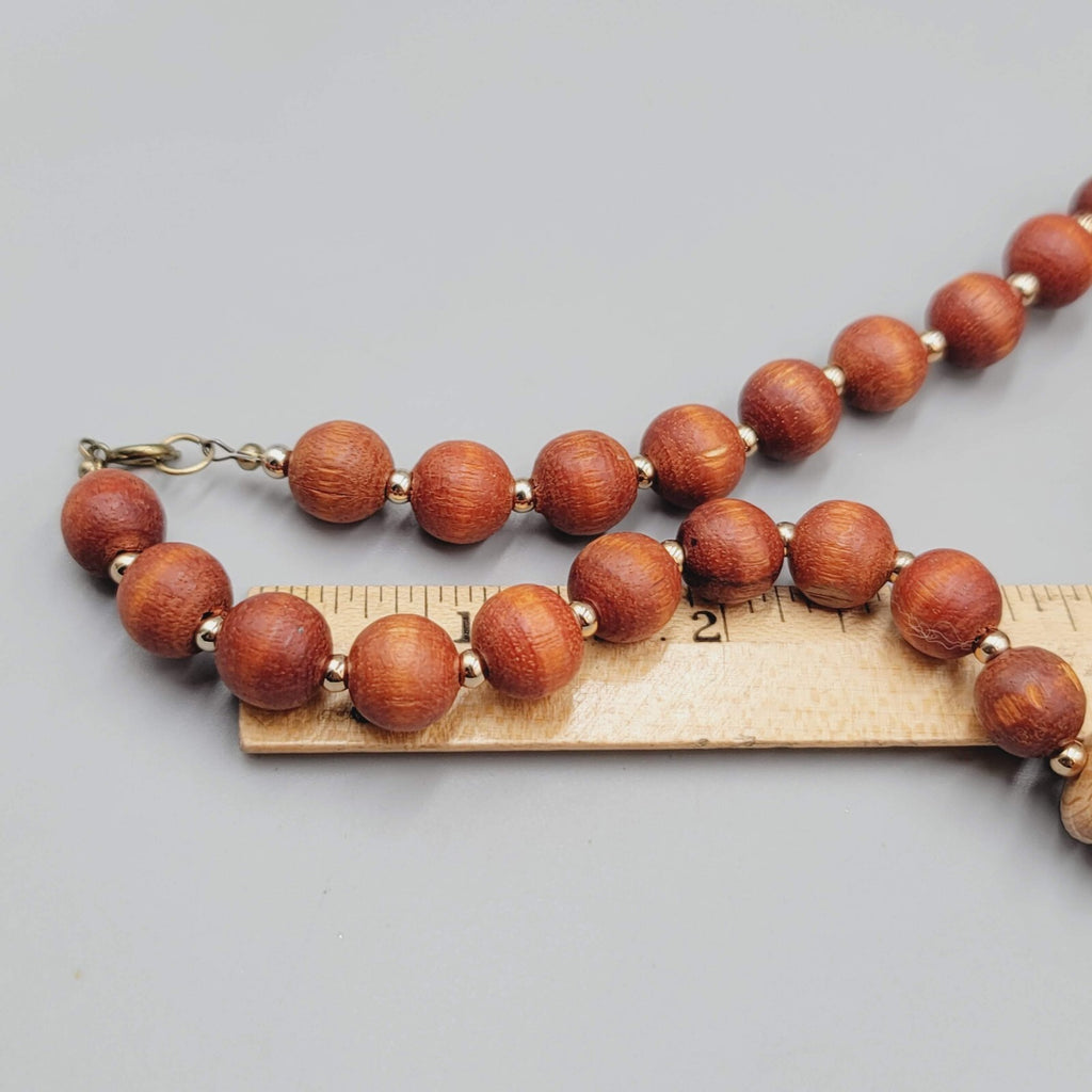Vintage Wood Graduated Bead Statement Black Speckle Accent Bead 23"