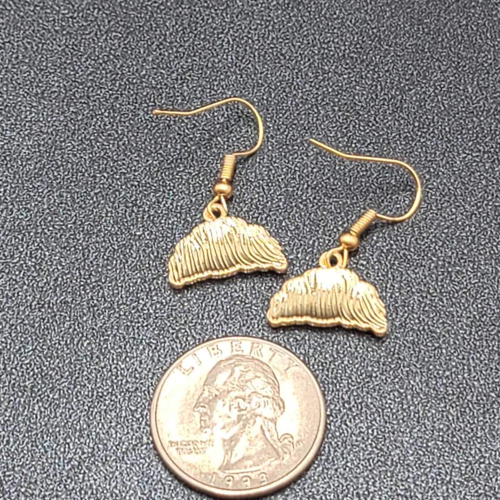 Croissant Bread Pierced Earrings Gold tone Dangle New 1/2"