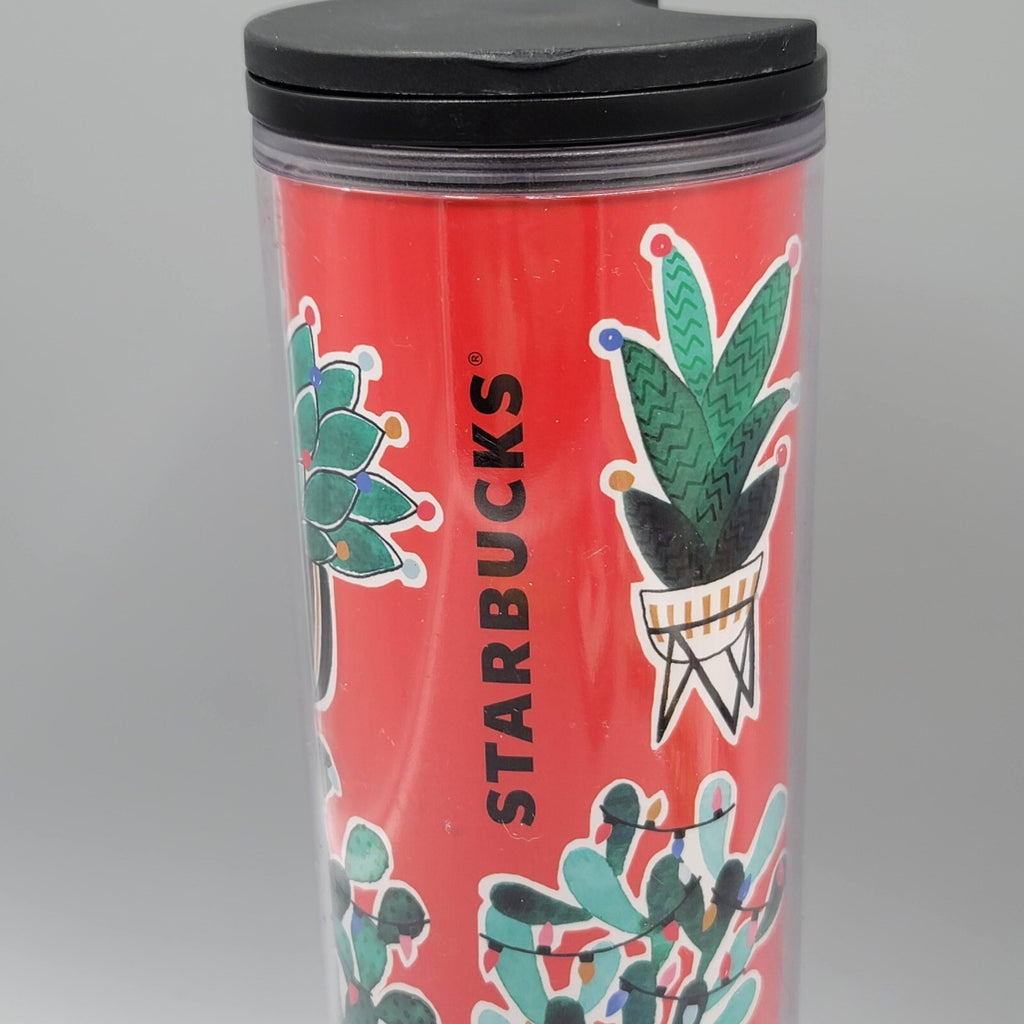 Starbucks 2017 red travel mug tumbler 16 oz Cactus plant cold hot logo succulent
